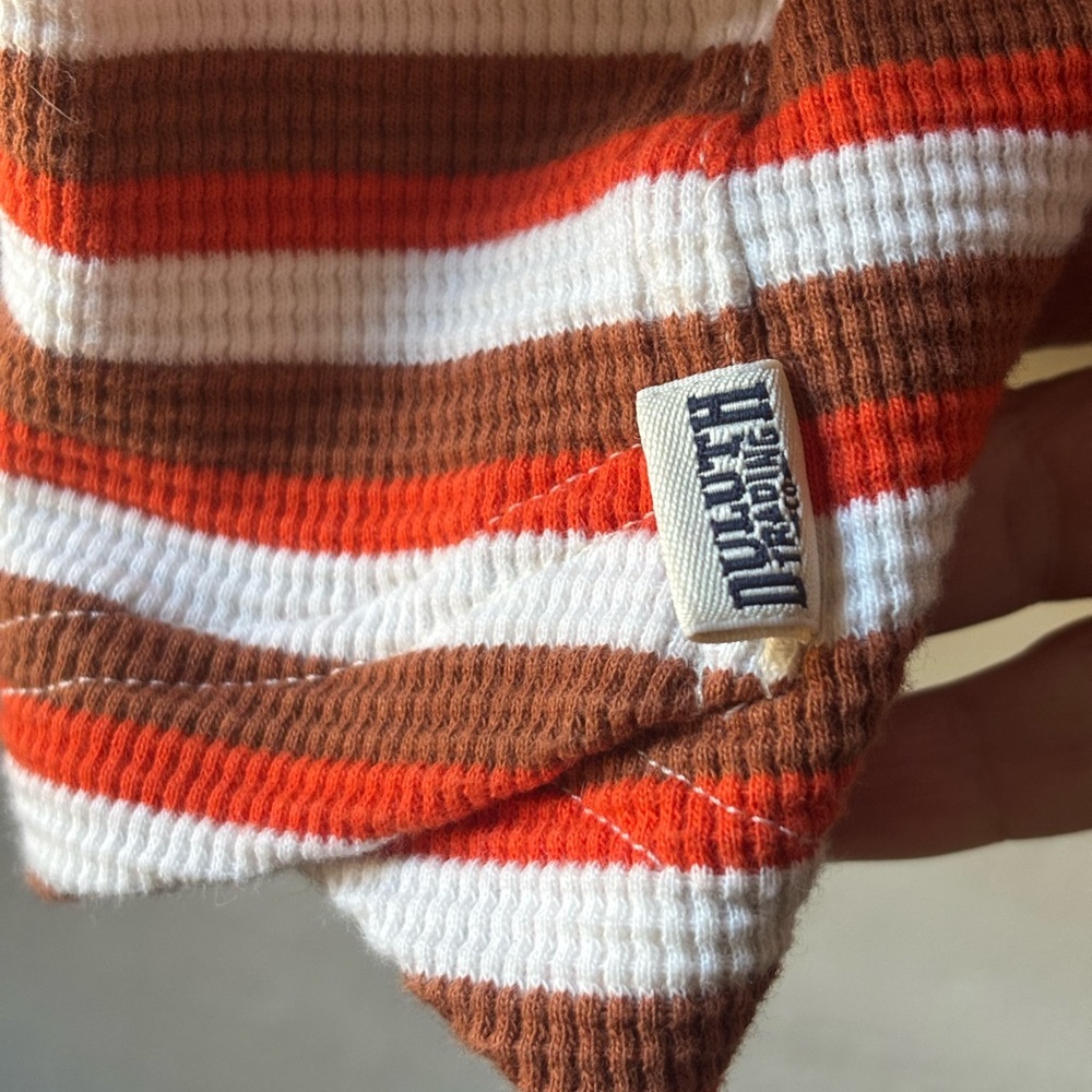 Duluth Trading Women's Burly Thermal Waffle Henley Striped - Picture 3 of 12